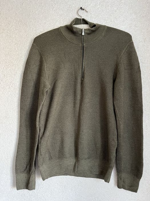 Італійський вовняний чоловічий светр поло Gran Sasso M\L кольору хакі