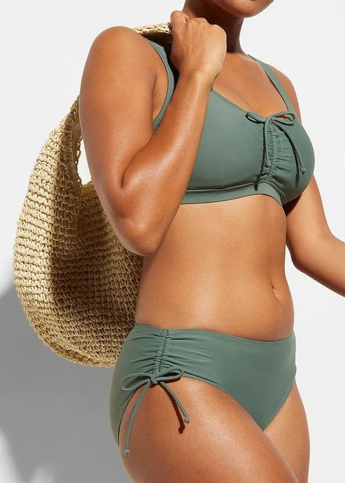 B.P.C oliwkowy biustonosz bikini z marszczeniem 40.