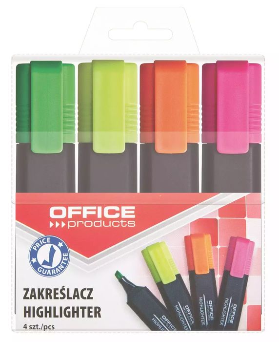 Zakreślacz fluorescencyjny 1-5mm 4szt. Office. Nowy Produkt