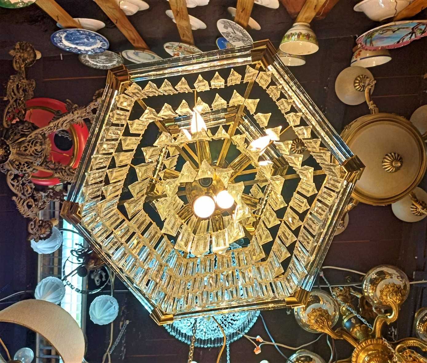Lustre Vidro Cristalizado 13 Lâmpadas