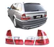 FAROLINS TRASEIROS BMW E46 TOURING 98-05 VERMELHO BRANCO