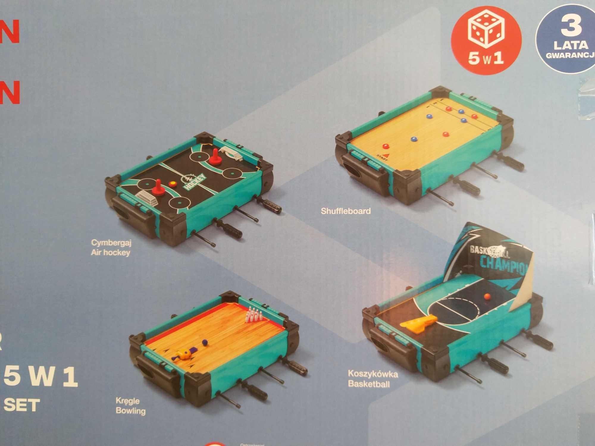 OKAZJA Zestaw gier cymbergaj kręgle koszykówka shuffleboard piłkarzyki