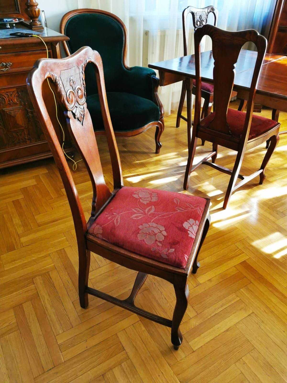 Stół eklektyczny orzechowy rozkładany +6 krzeseł OKAZJA! Po renowacji!