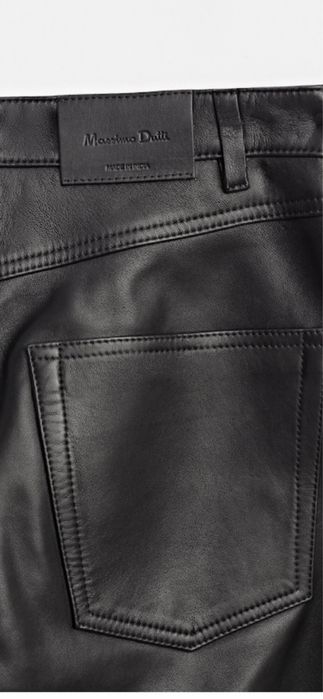 Новые брюки из натуральной кожи черного цвета Massimo dutti 36 р