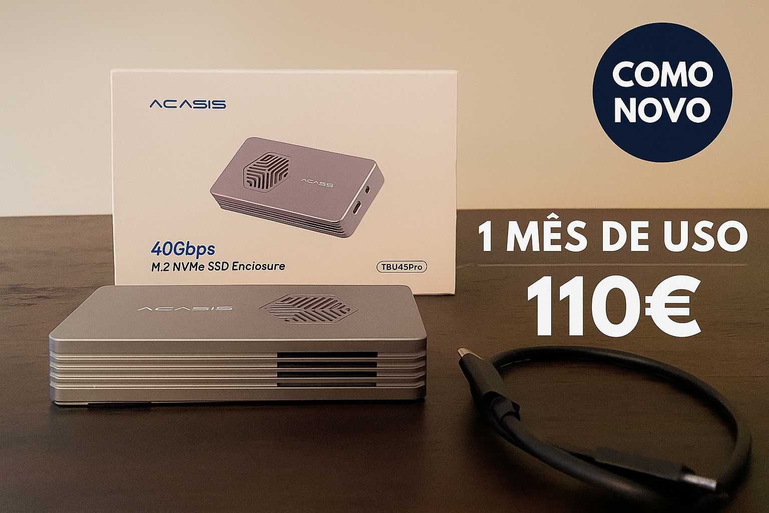 Caixa para disco M.2 NVme SSD USB-C 40Gbps – Alta Velocidade!