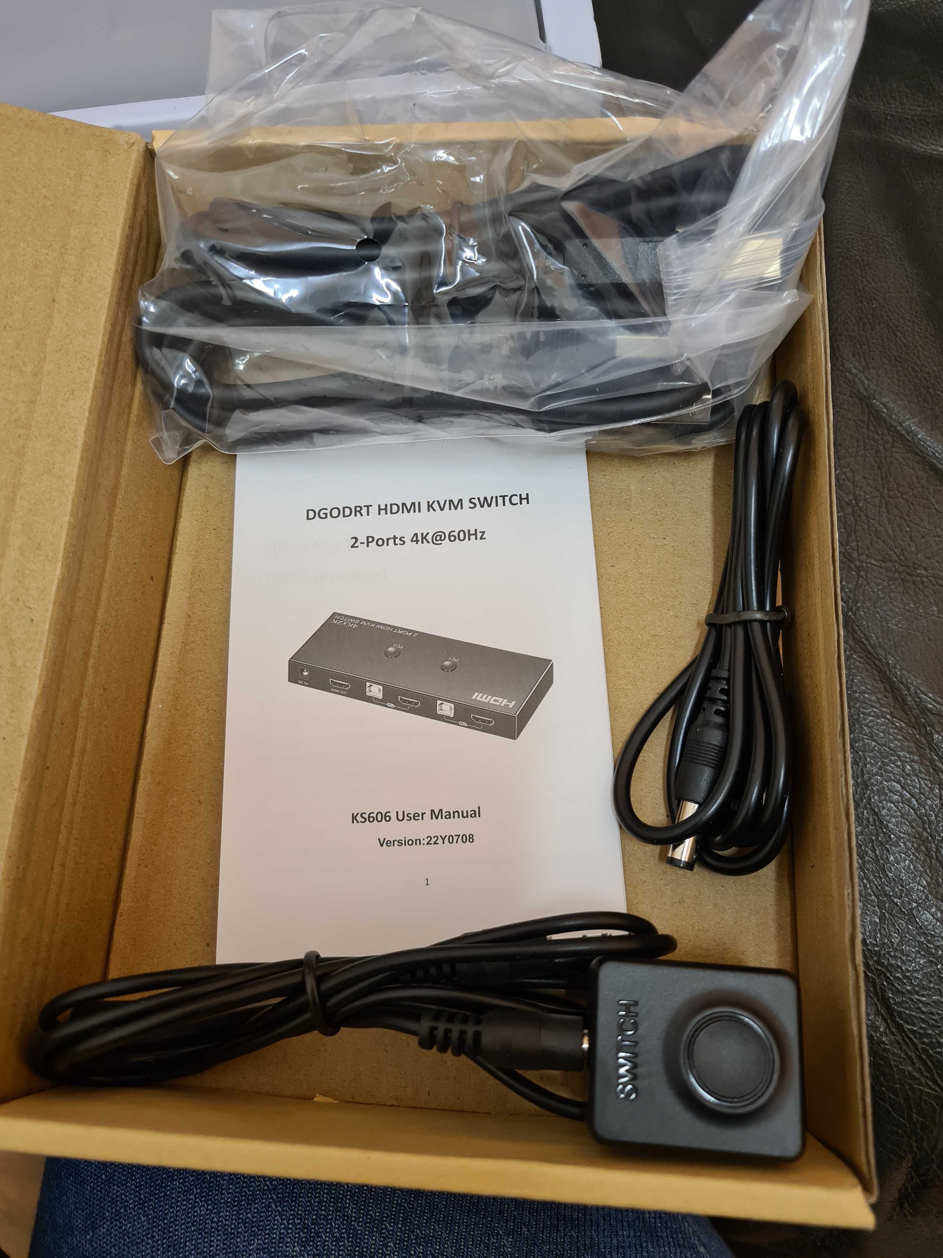 Przełącznik switch KVM HDMI 2 Port, UHD 4K 60Hz YUV RGB HDCP 2.3, USB
