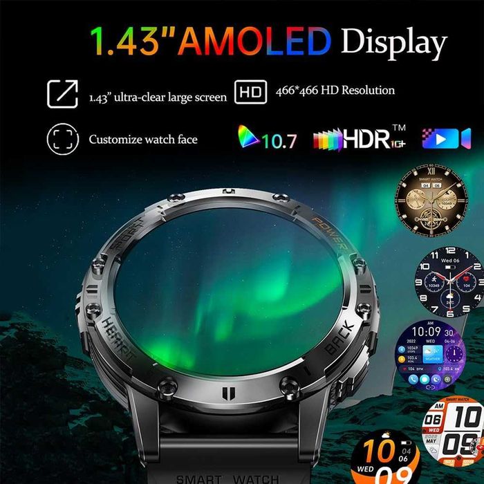 Smartwatch K65 do połączeń Bluetooth Ekran AMOLED