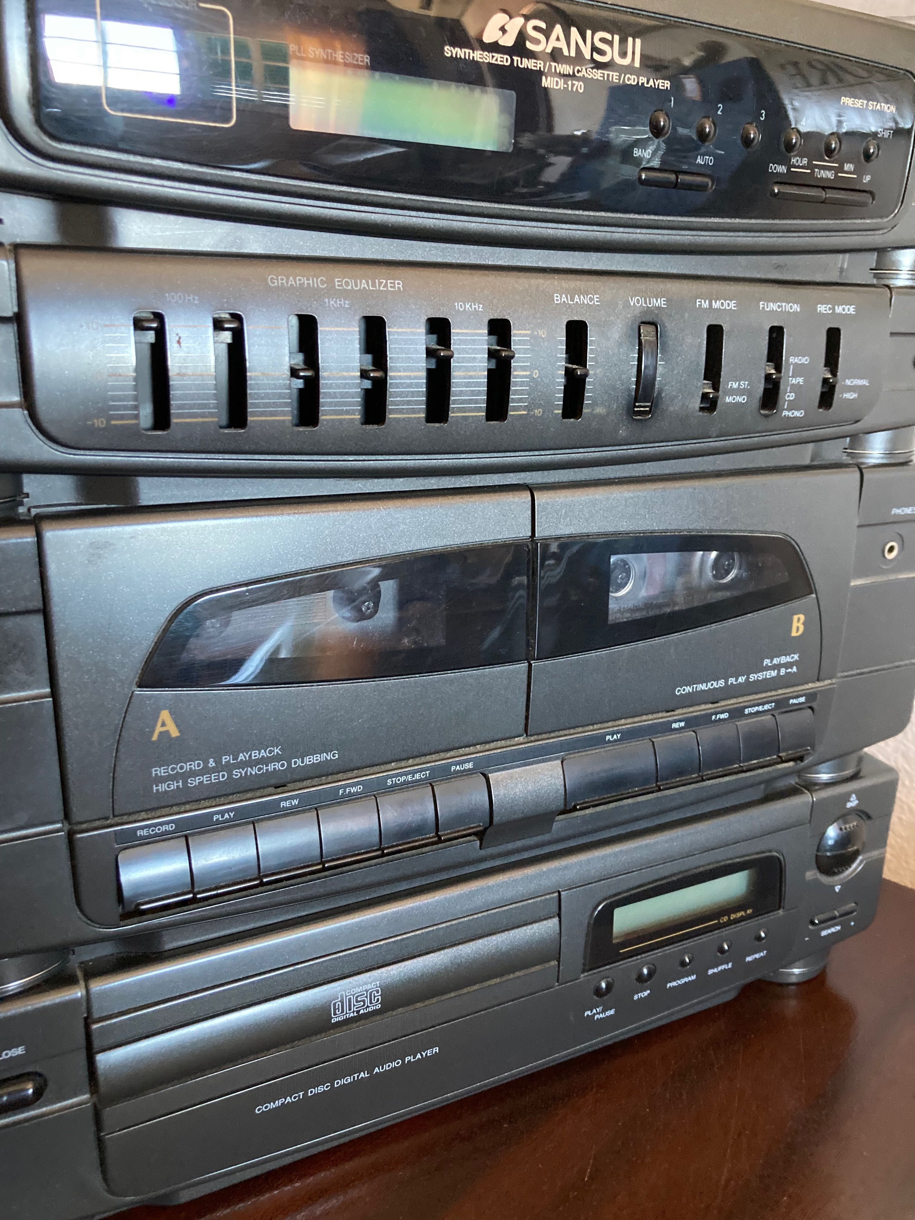 Aparelhagem rádio, leitor cd, cassete e vinil Sansui