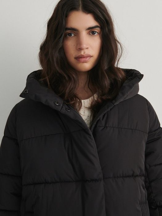 Новий базовий теплий об'ємний пуховик курточка пальто довге