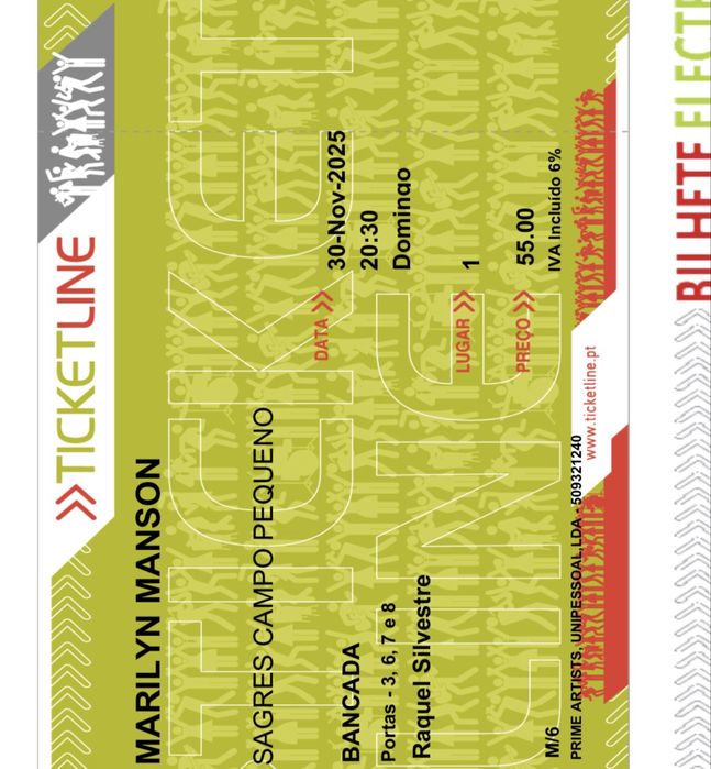 2 bilhetes marilyn manson