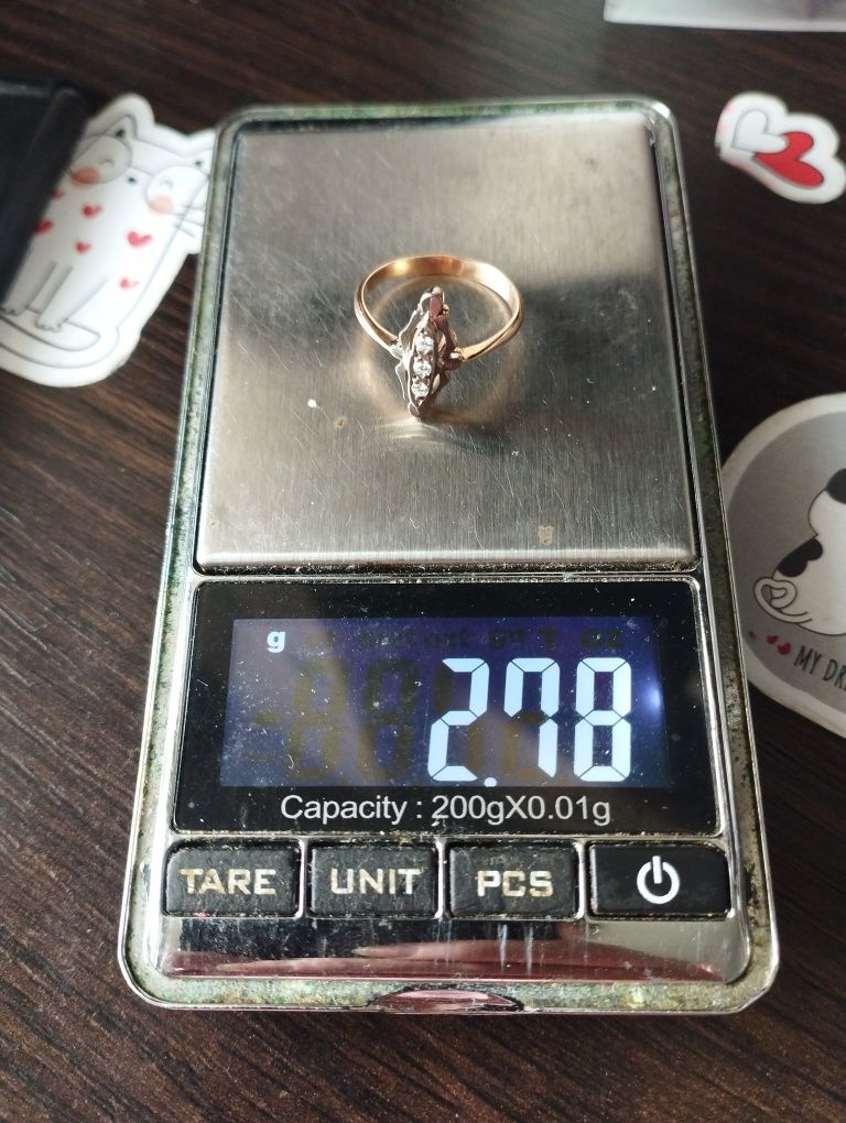 Золотое кольцо СССР с бриллиантами 17 размер 2.78 грамма