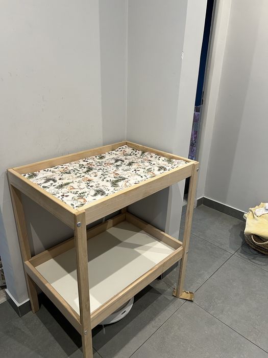 Stół do przewijania, buk/biały, 72x53х87cm