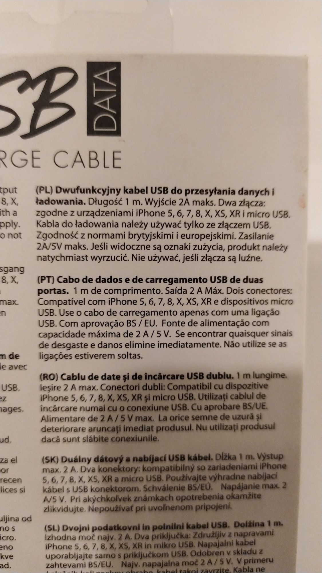 Kabel USB micro - dwufunkcyjny.