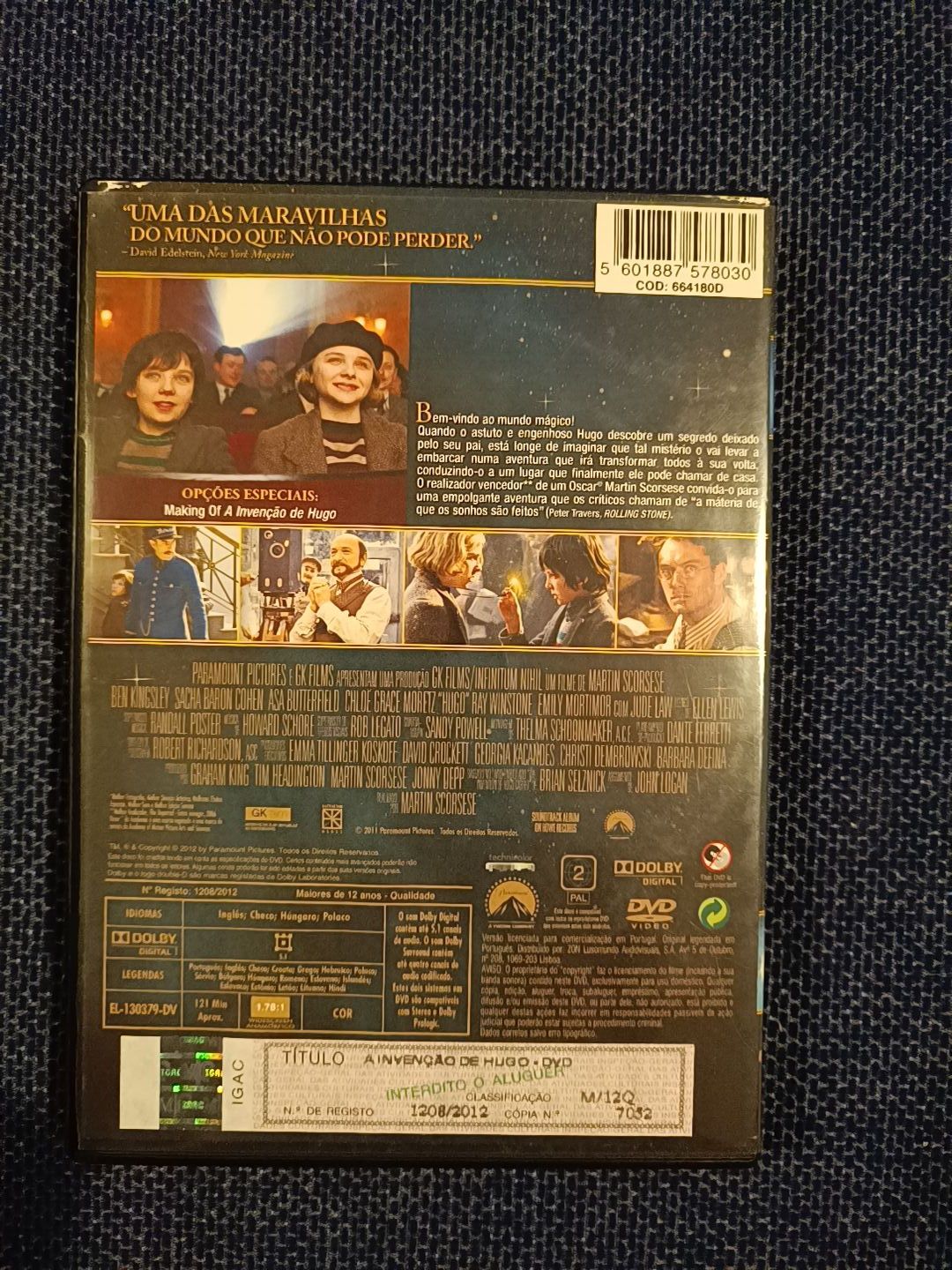 DVD do filme "A Invenção de Hugo" (portes grátis)