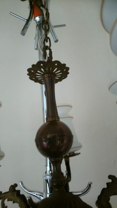 Żyrandol z mosiądzu PRL