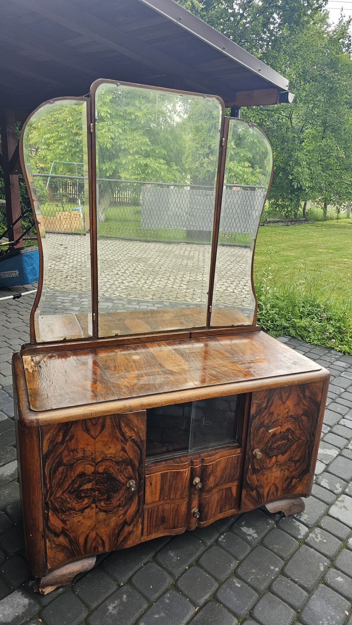 Toaletka z lustrem - drewno, otwierane lustro