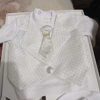 4- częściowy strój dla chłopca do chrztu, do 4 miesięcy