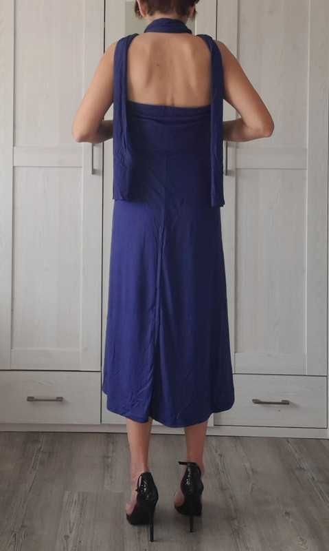 Granatowa, uniwersalna  sukienka z wiązanymi pasami 5w1, Avon, Xl-2XL