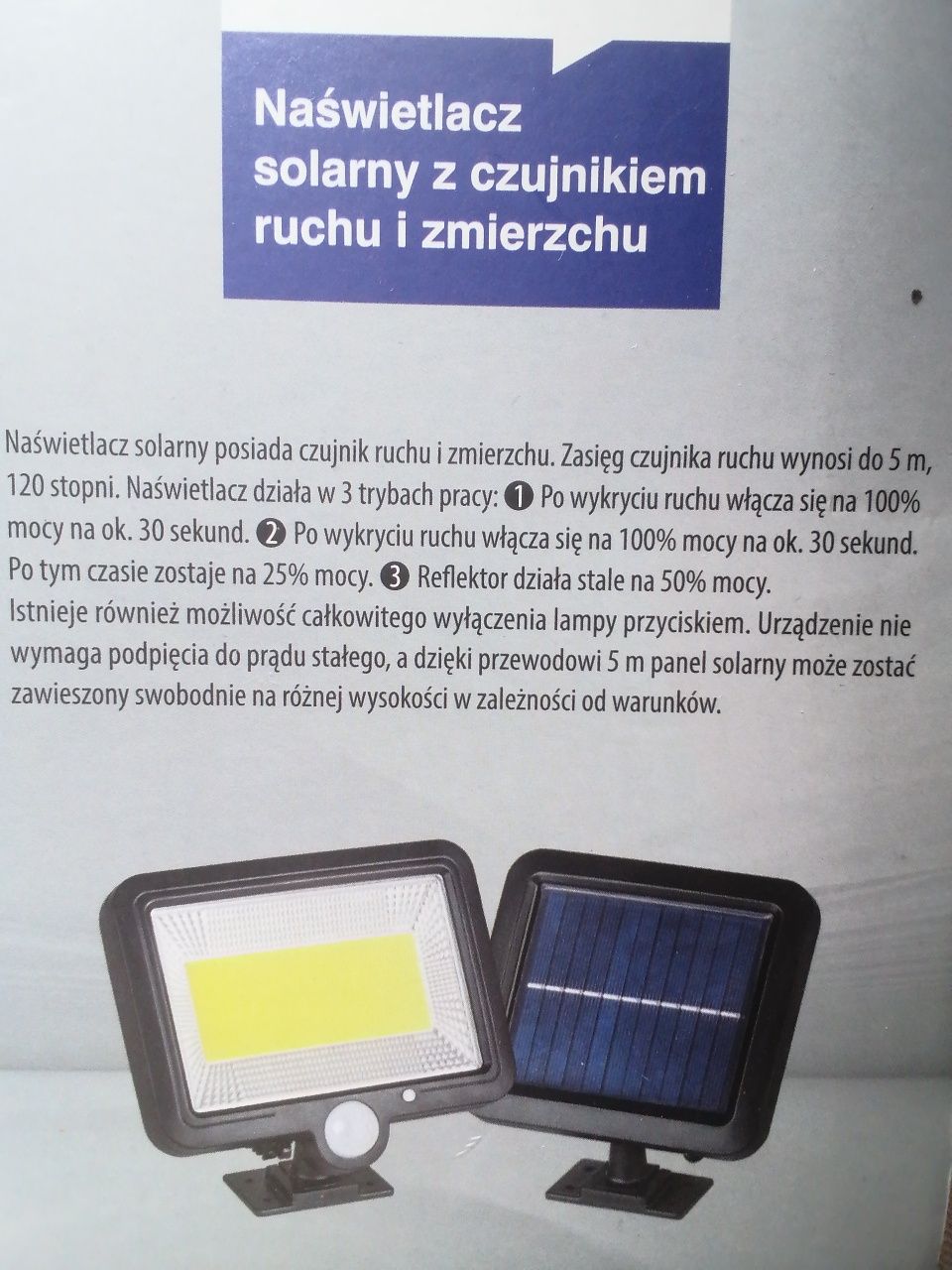 Naświetlacz leflektor Solarny Led z czujnikiem ruchu Nowy