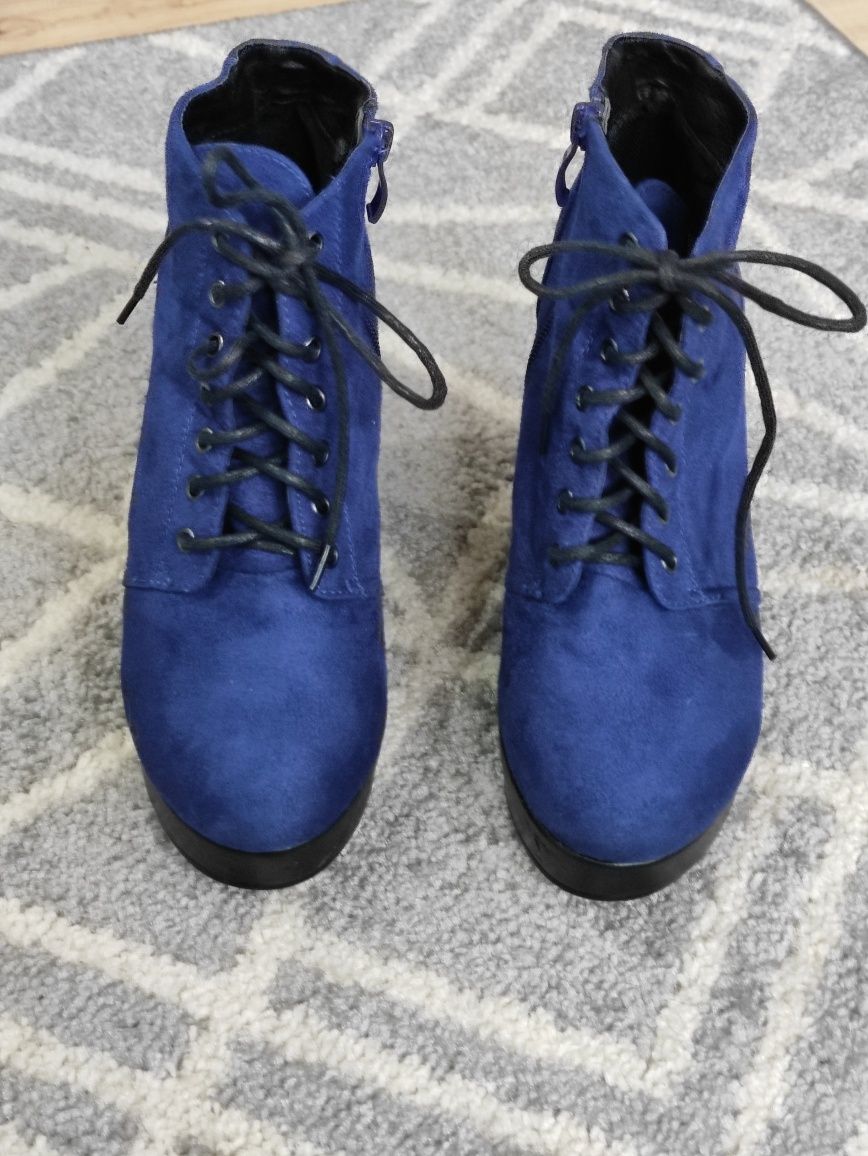 Buty botki na słupku kobaltowe r.39 Vox Shoes Wysyłka olx