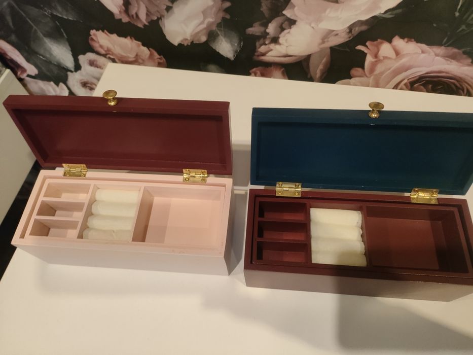 2 Drewniane szkatułki na biżuterię
