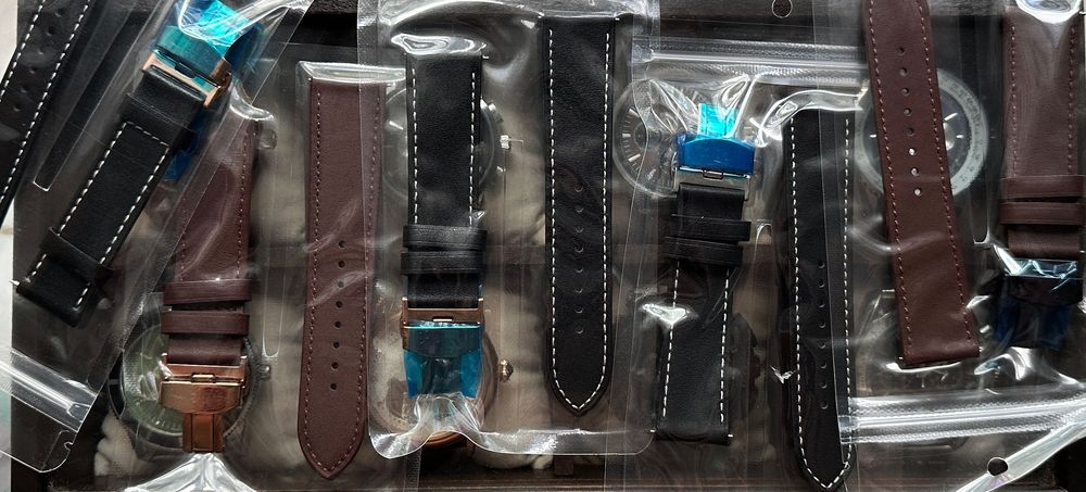 Ремешок для часов 20,22мм черный/коричневый застежка бабочка