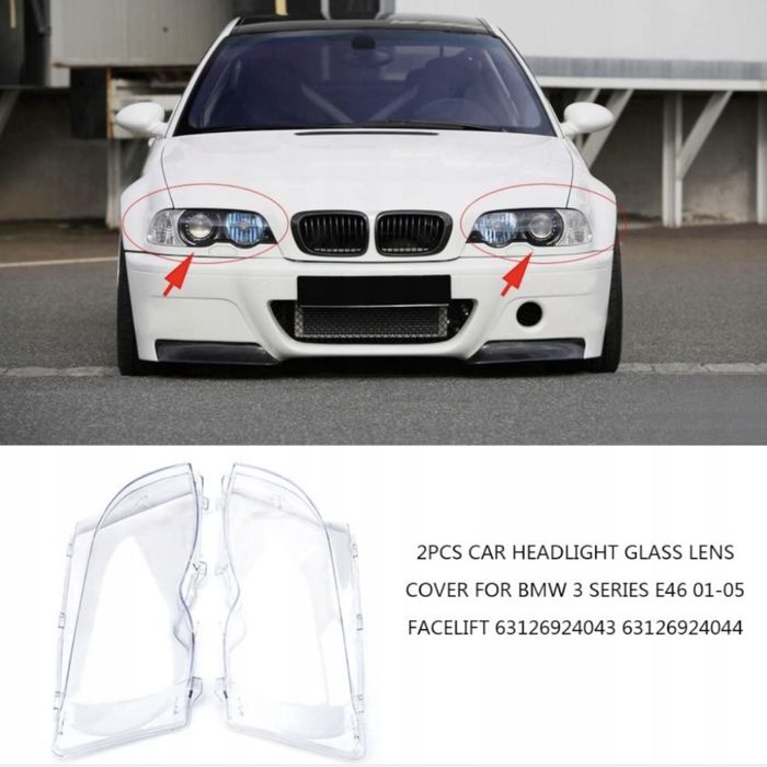 Klosze, szkła reflektorów prawy/lewy BMW E46 LIFT nowe komplet! 150 zł