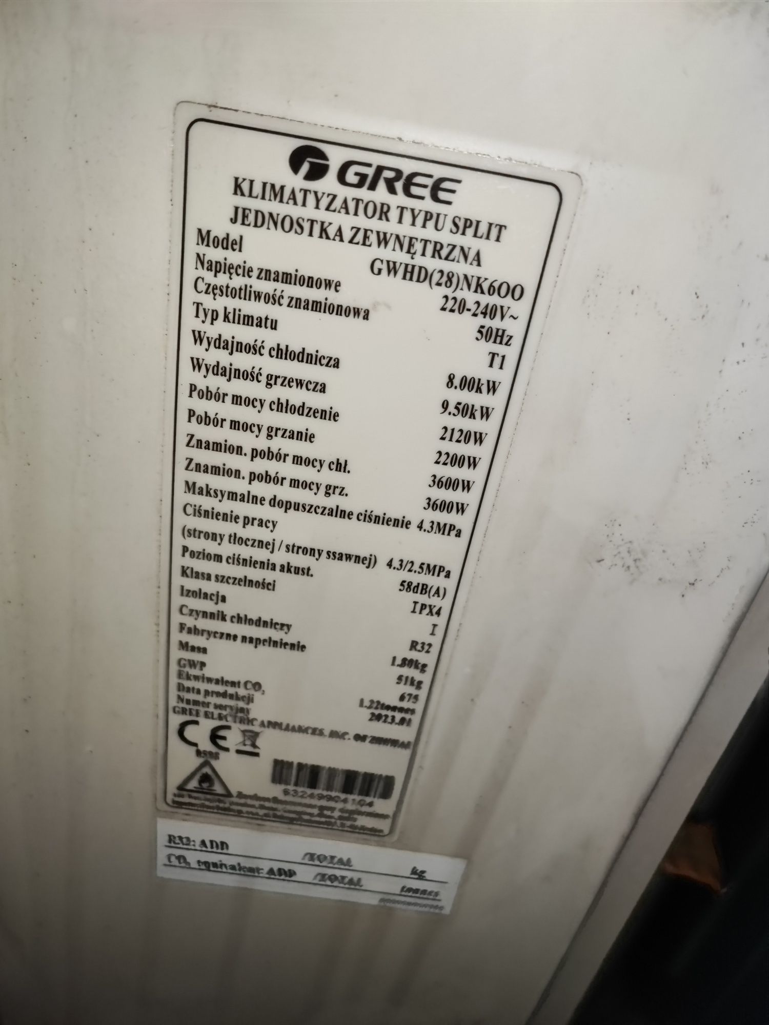 Klimatyzator Gree split jedn. Zewnętrzna 8kw+2xjednostki wewnętrzne