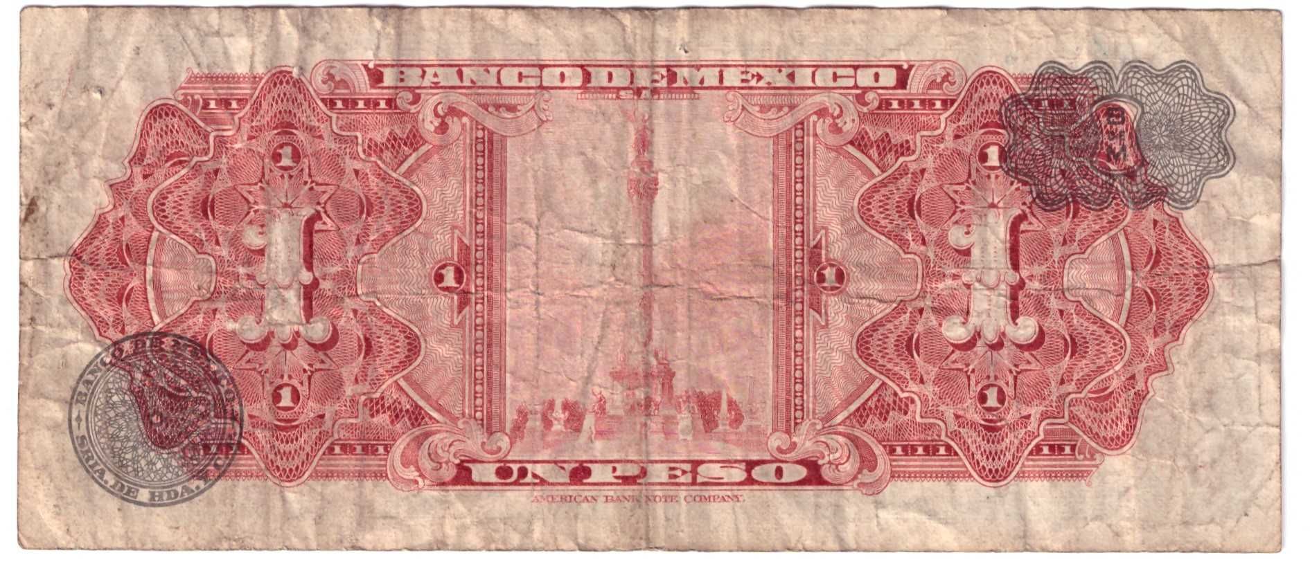 Meksyk, banknot 1 peso 1970 - st. 4/5