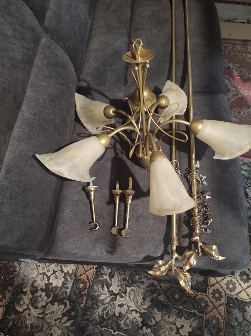 Żyrandol karnisz złoty złote wykończenie vintage Boho retro