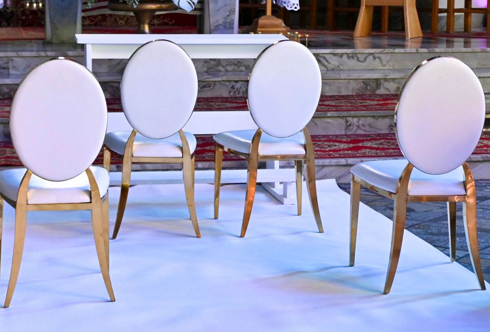 REZERWACJA Krzesła krzesło glamour biało - złote 4 szt.