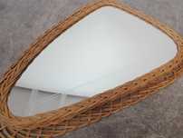 Lustro Vintage lata 60/70 Rattan Plecione Rattanowe Boho