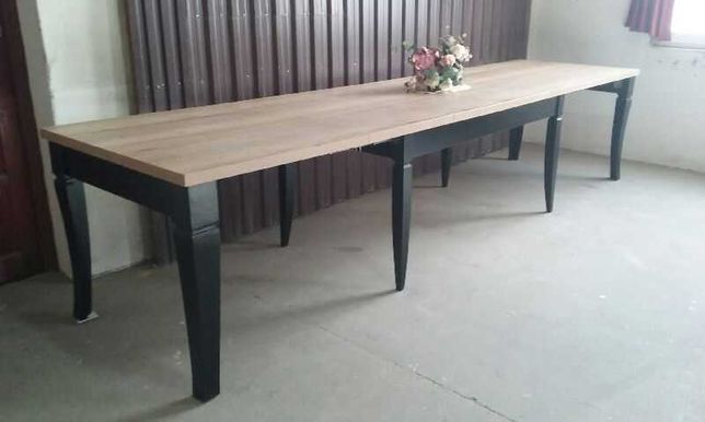Stół prowansalski, rozkładany do 340 cm, czarne nogi