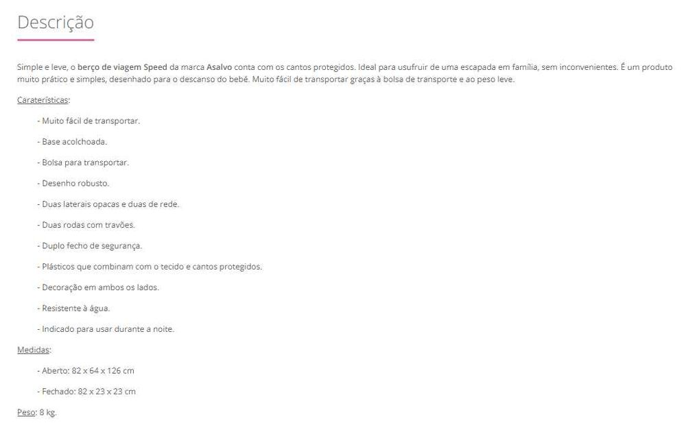 Berço de Viagem Asalvo Speed Nuvem