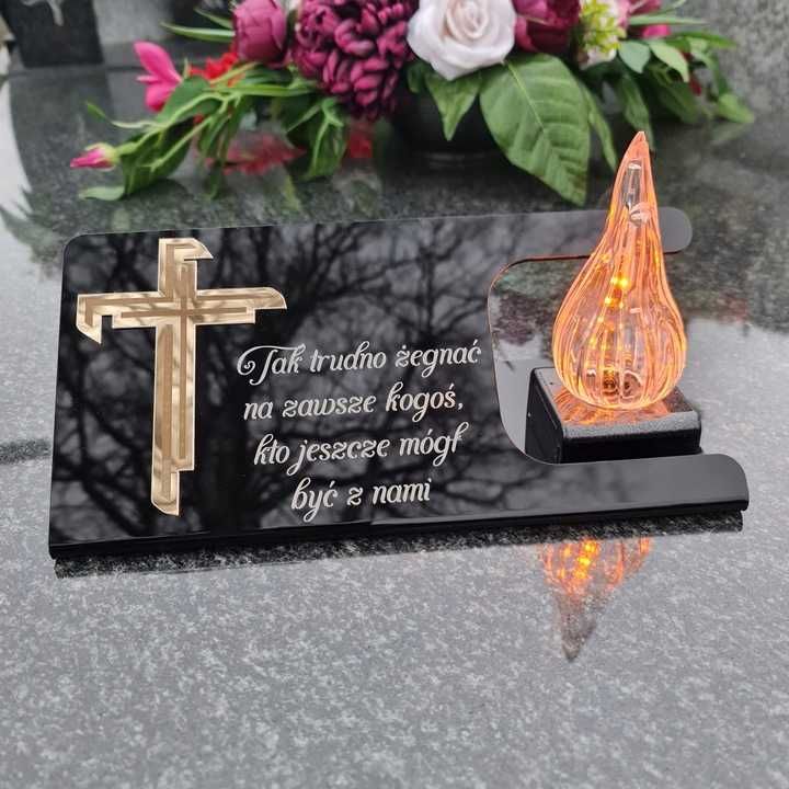 DEKORACJA na grób ZNICZ podstawka na cmentarz LAMPKA LED