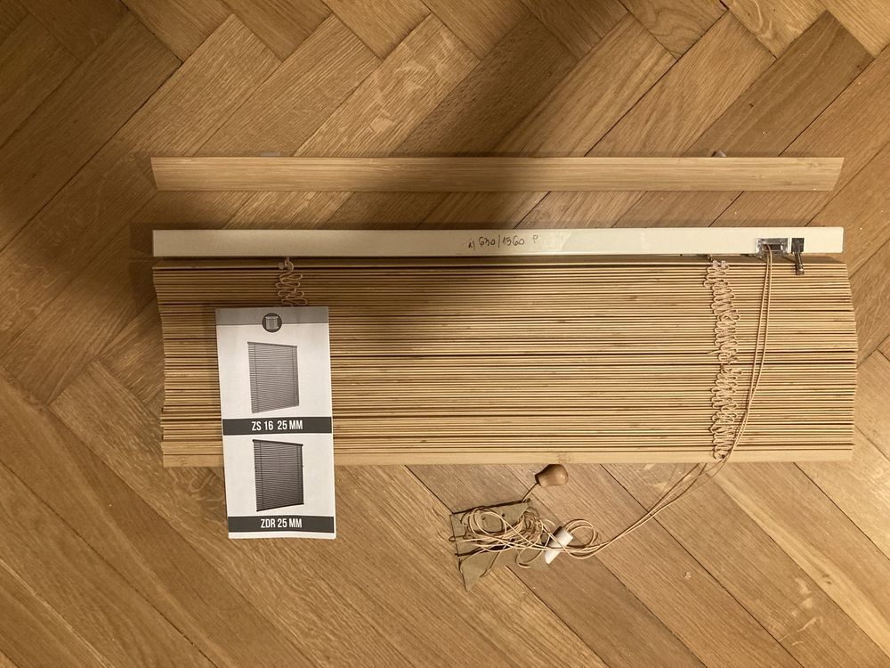 Żaluzja drewniana 25 mm wym. szer.630 x1560 mm kolor naturalny bambus