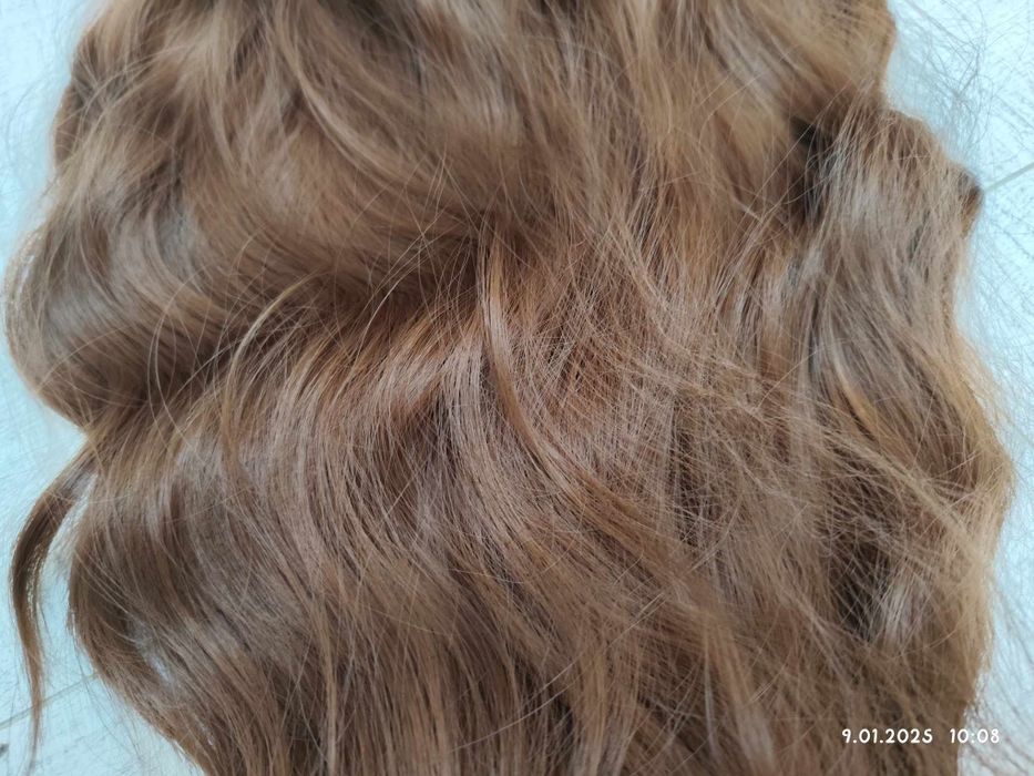 Peruka brąz brązowa z grzywką gęsta fale WIG cosplay