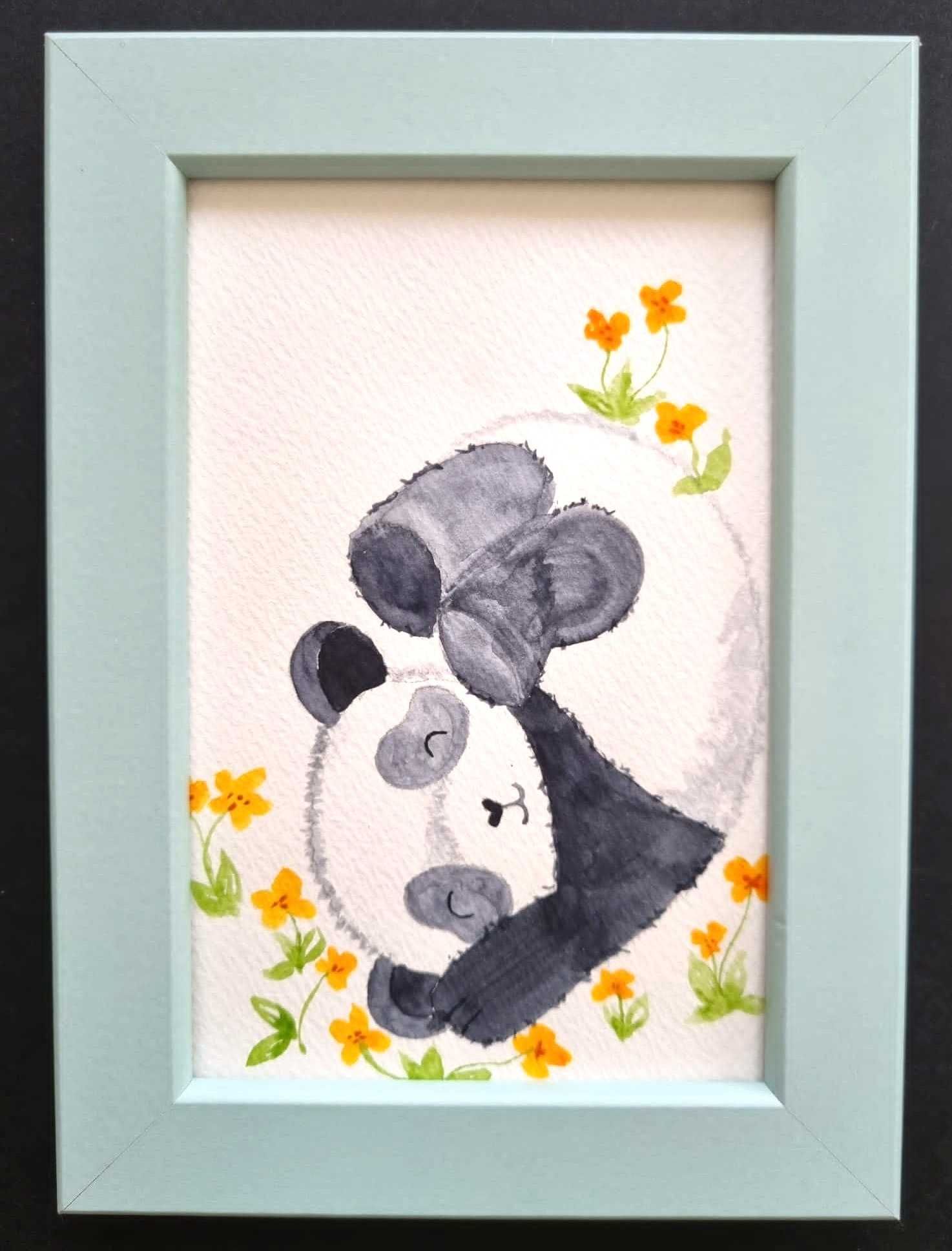 Quadro infantil para decoração com design panda (moldura incluída)