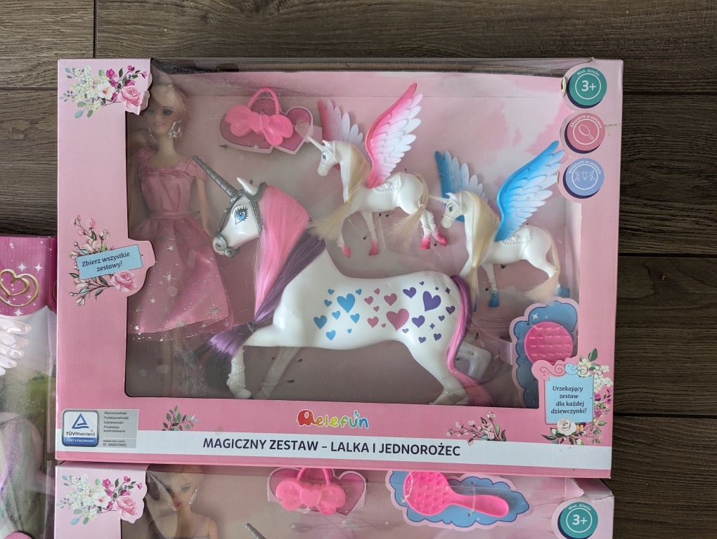 Lalka barbie z jednorożcem zestaw lalka i jednorożec