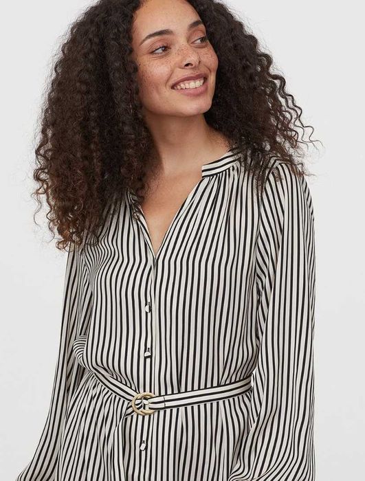 Стильное кэжуал платье рубашка H&M в полоску р.S в идеале