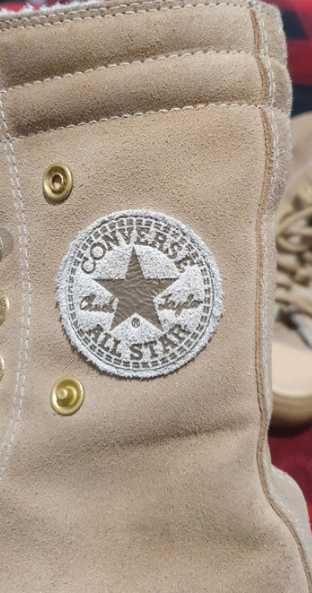 Buty trampki Converse beżowe, długie, ocieplane, zimowe