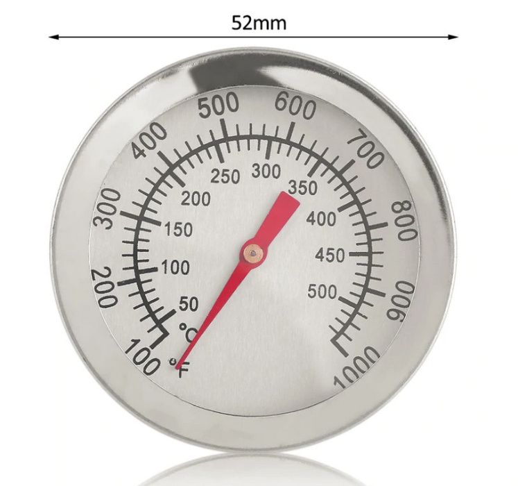 Термометр +500°C с зондом 39мм, для барбекю, коптильни (ф52мм)-(НОВ.)