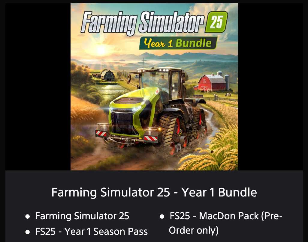 Farming Simulator 25 PS5/PS4 Акаунт Premium Edition