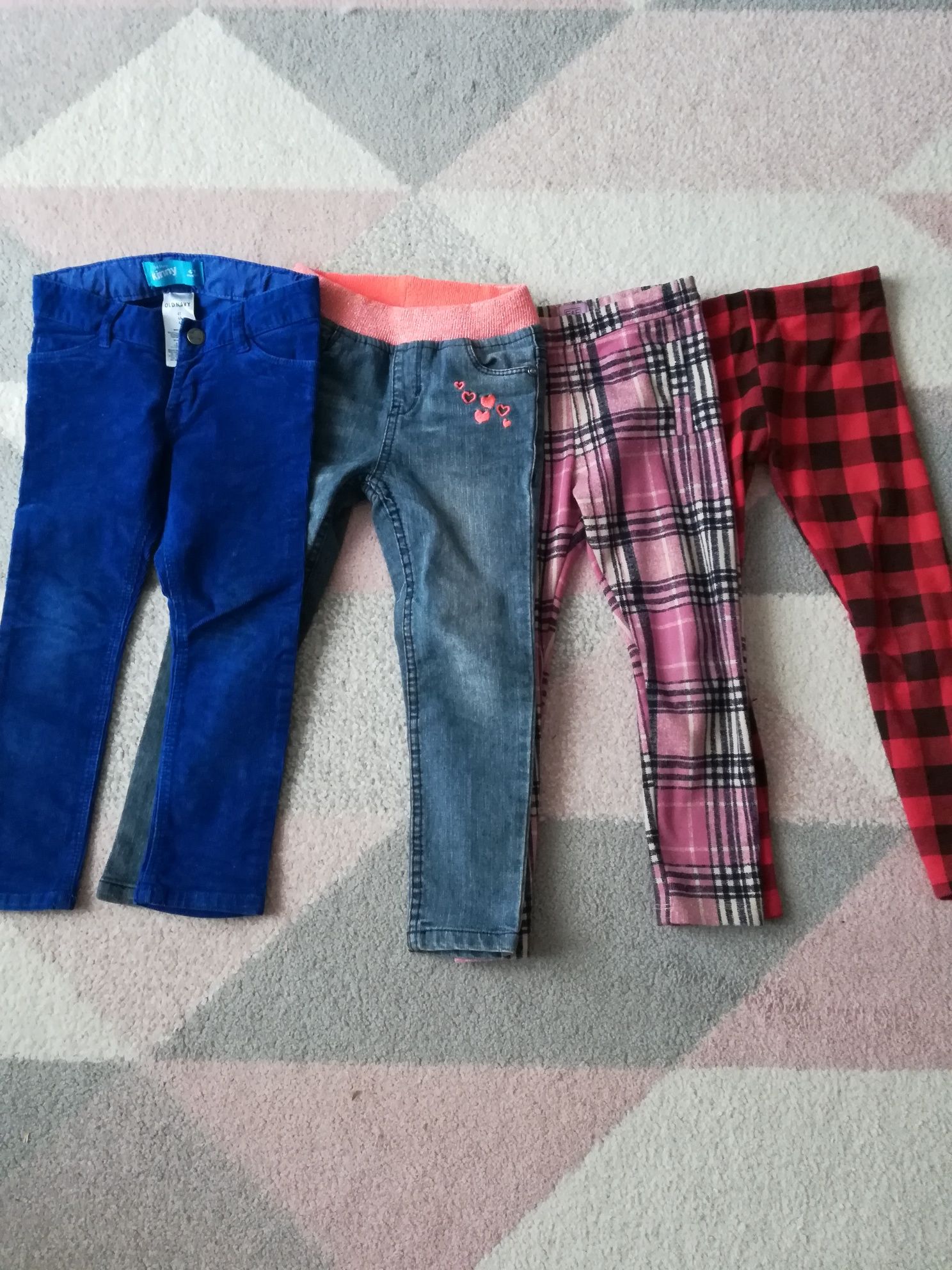 Spodnie 3-4 lata, 104-110, kratka, jeansy, sztruksy