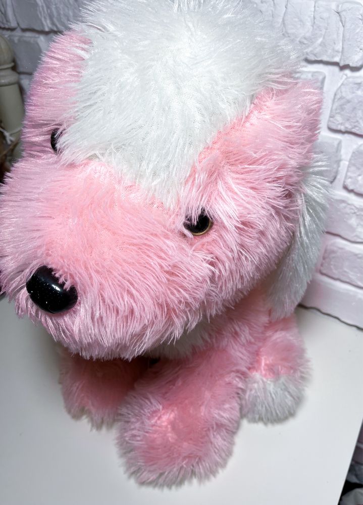 Мʼяка іграшка песик собака рожева мягкая игрушка пёс