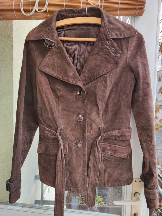 Kurtka skórzana, zamszowa, ocieplana