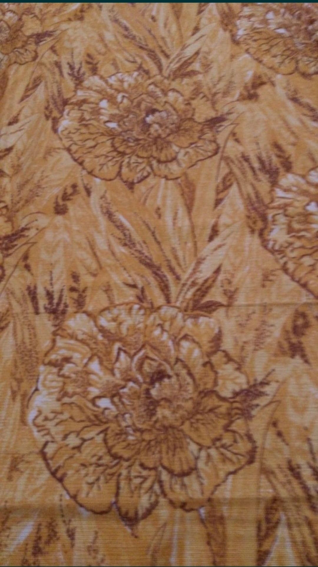 Kupon tkanina materiał bawełniany rudy w kwiaty NOWY długość 2,3 m