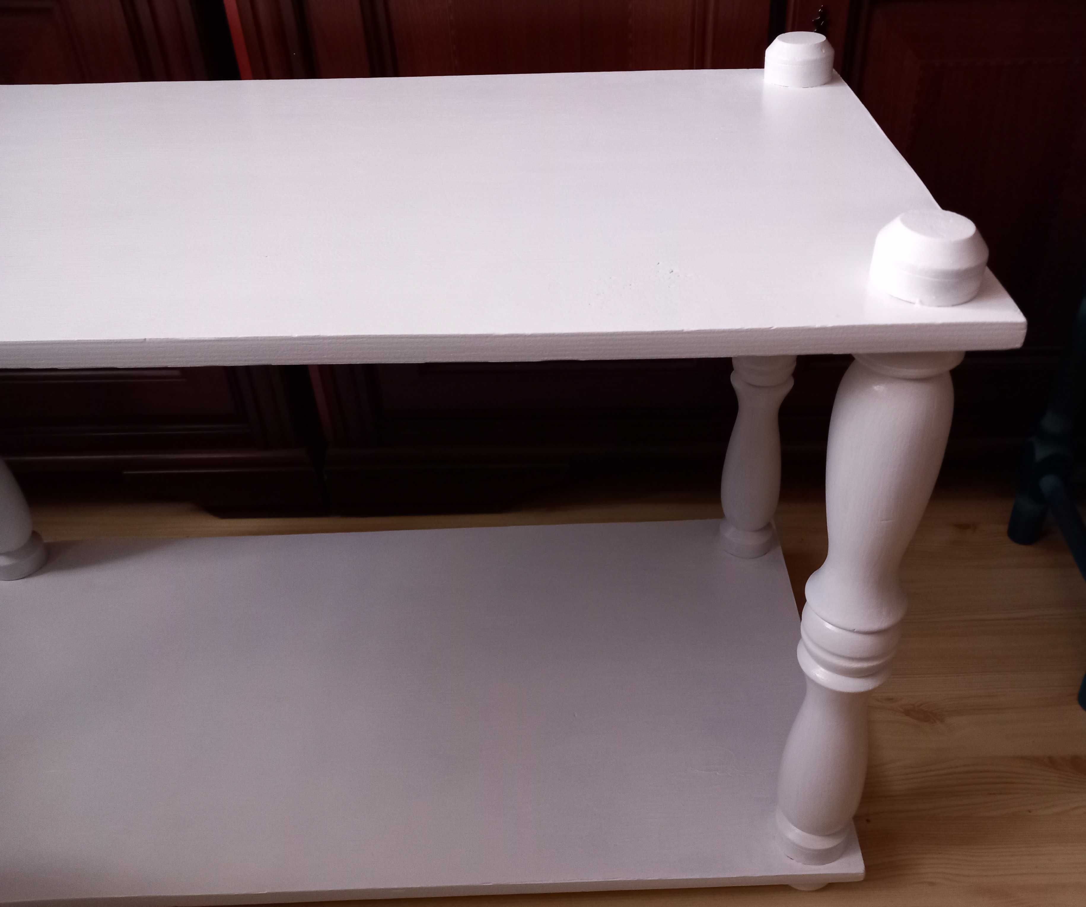 Stolik drewniany Konsola  Stół biały 80,5x39,5 wys.53cm VINTAGE retro