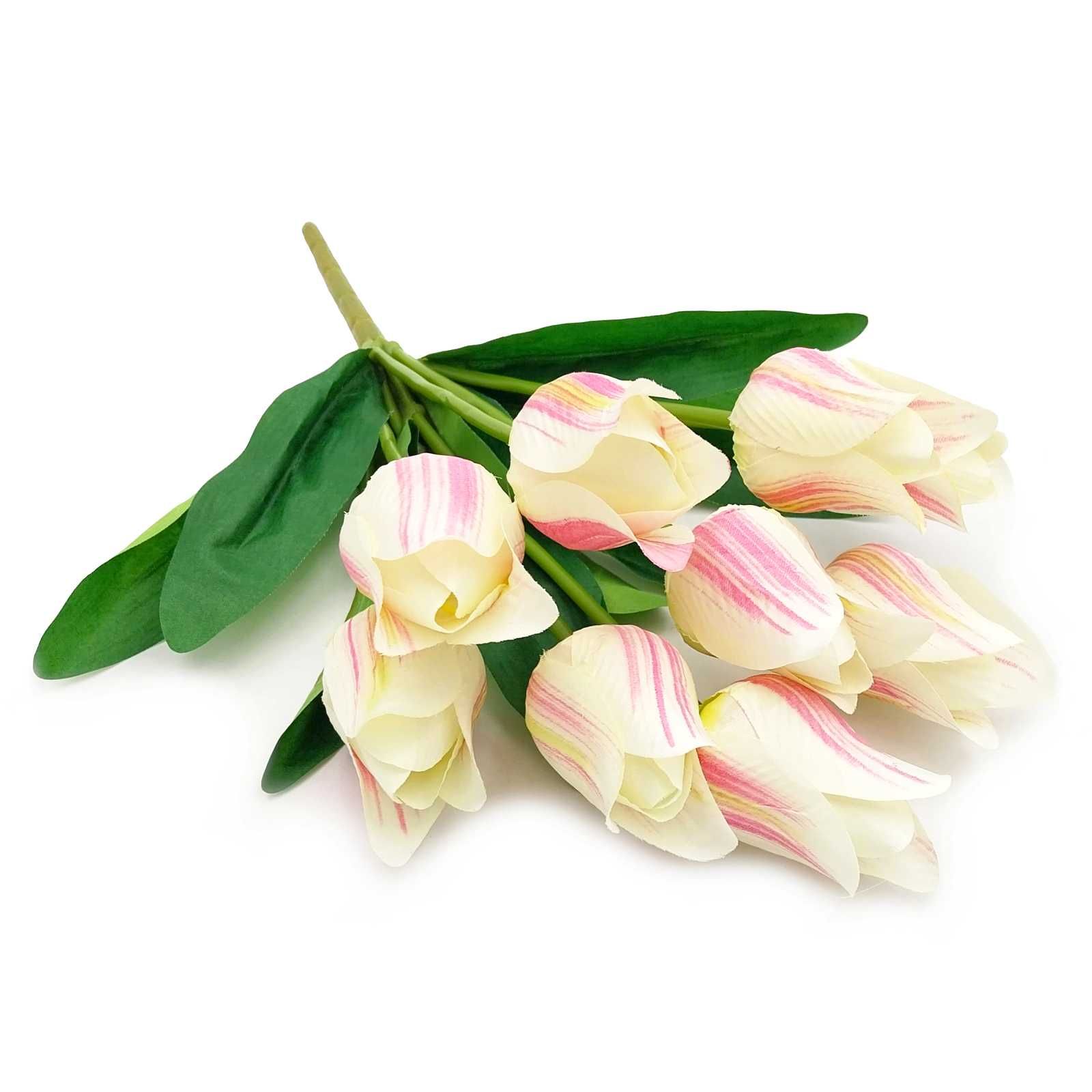 Tulipany sztuczne białe różowe bukiet 9 sztuk sztuczne kwiaty tulipan