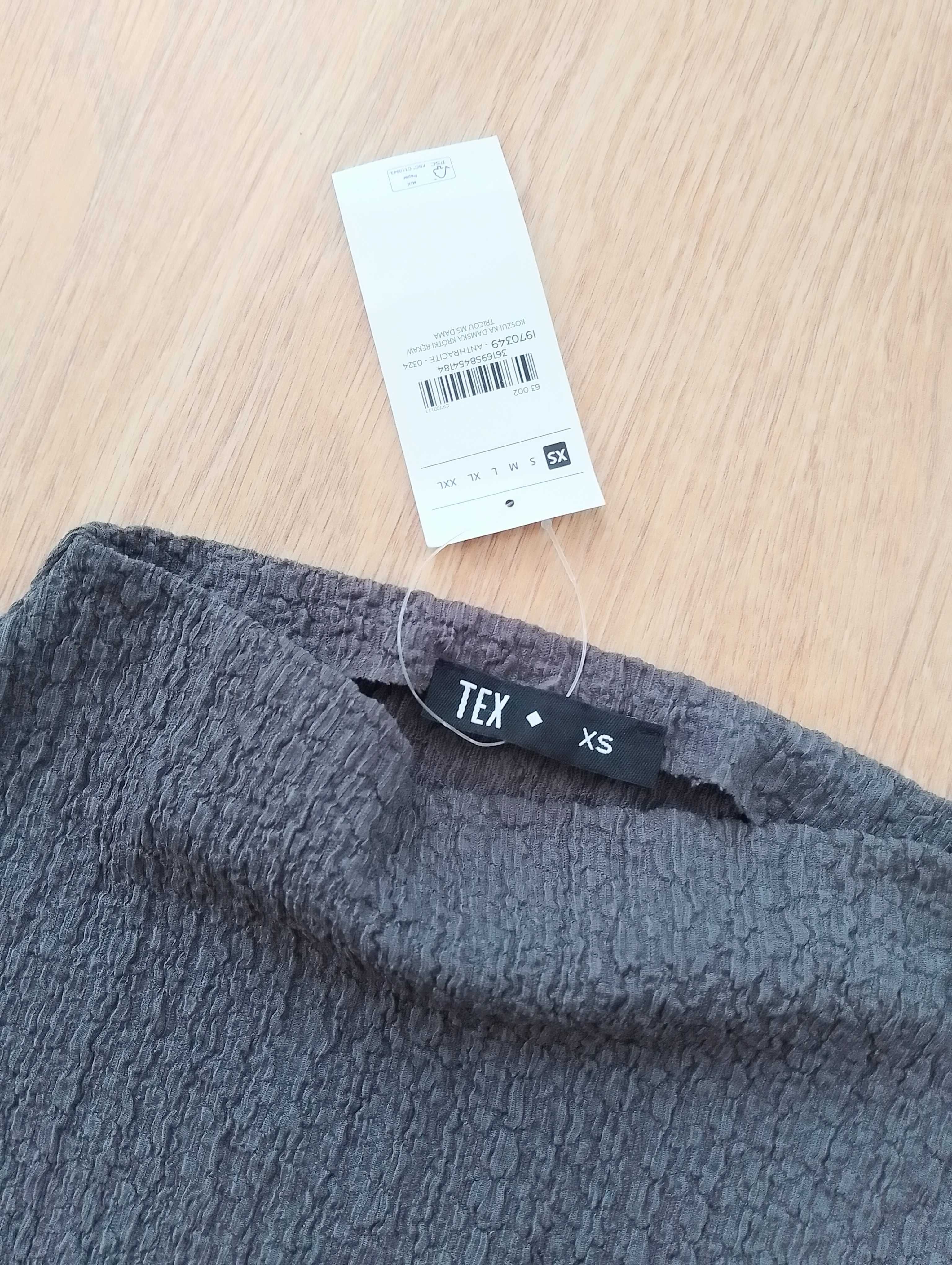 TEX szara strukturalna bluzka kimono 34 XS